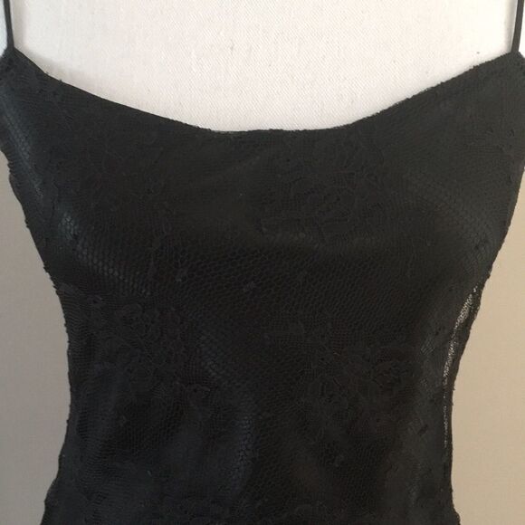 LAUNDRY Black Lace Overlay Spaghetti Strap Cocktail Dress Size 4 - Picture 2 of 6